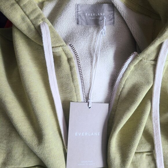 Everlane The Track Organic Cotton Hoodie Heathered Pear Green Sweatshirt - XS - Picture 7 of 10